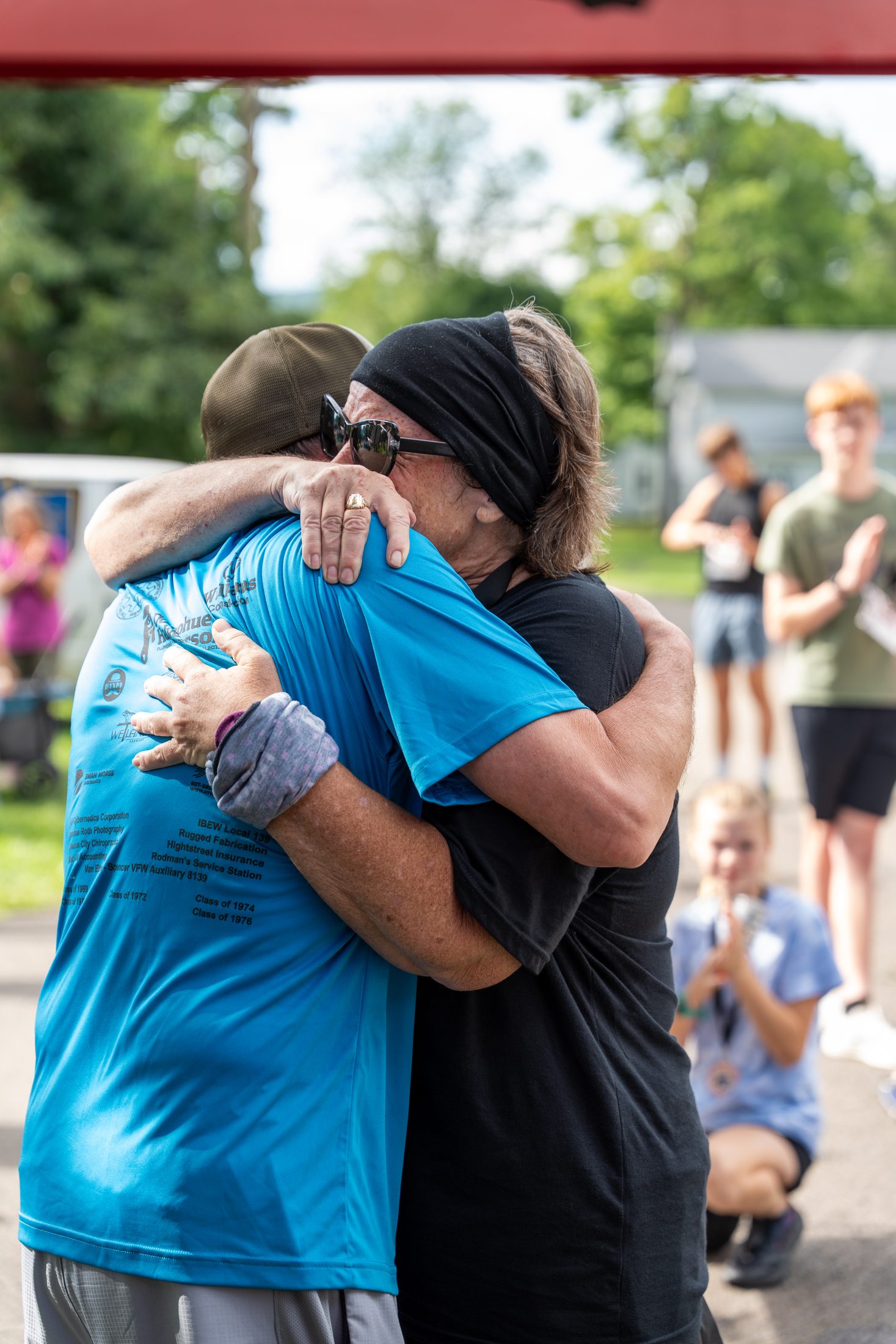The finish line hug